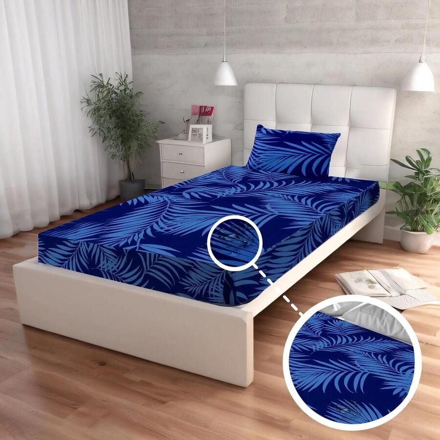 PS Waterdicht Hoeslaken voor Eenpersoonsbed (90x200 cm) Blauw Zijdezacht Ademend en Beschermt Tegen Vlekken en Vocht Superieure kwaliteit