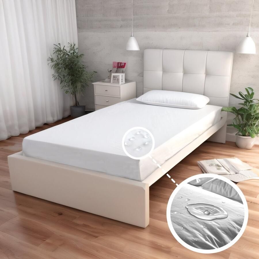 PS Waterdicht Hoeslaken voor Eenpersoonsbed (90x200 cm) Zijdezacht Ademend en Beschermt Tegen Vlekken en Vocht Superieure kwaliteit