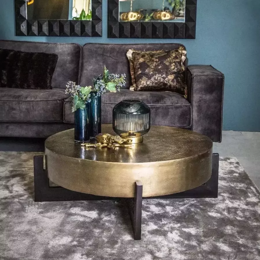 Ptmd Collection PTMD Ace Brass alu coffeetable round KD bronze leg - Foto 1