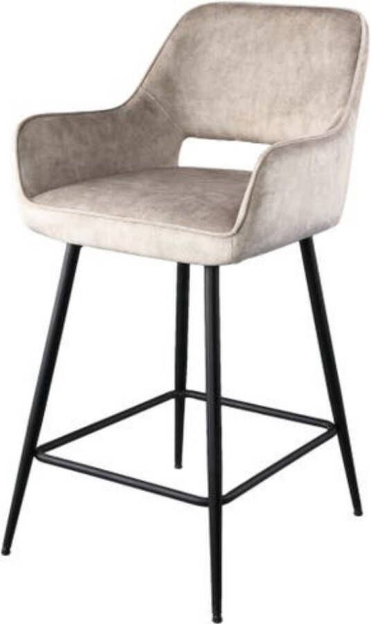 PTMD COLLECTION PTMD Fal LOW Velvet Khaki bar stool black metal leg KD