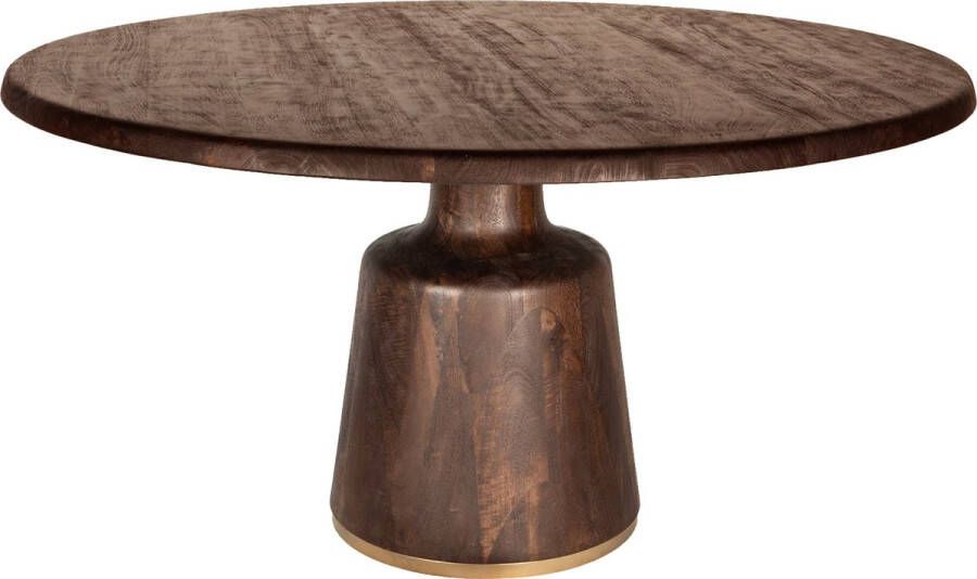 PTMD COLLECTION PTMD Aimen Brown mango wood dining table round gold leg