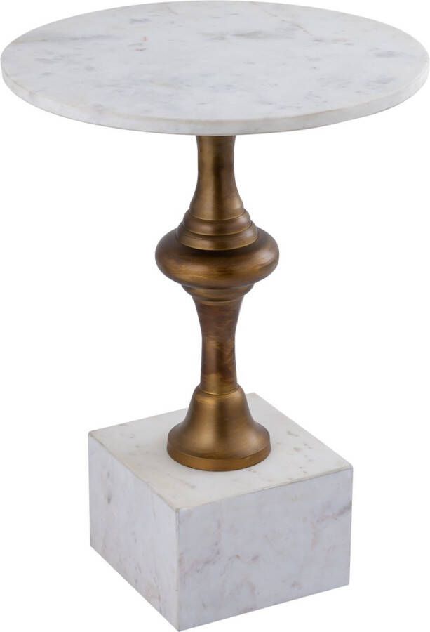 Ptmd Collection PTMD Alano White Marble side table w alu gold table leg - Foto 1