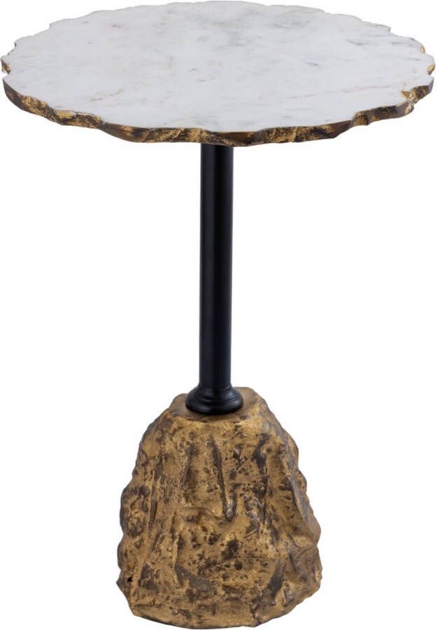 Ptmd Collection PTMD Alexa White Marble side table with iron gold base - Foto 1