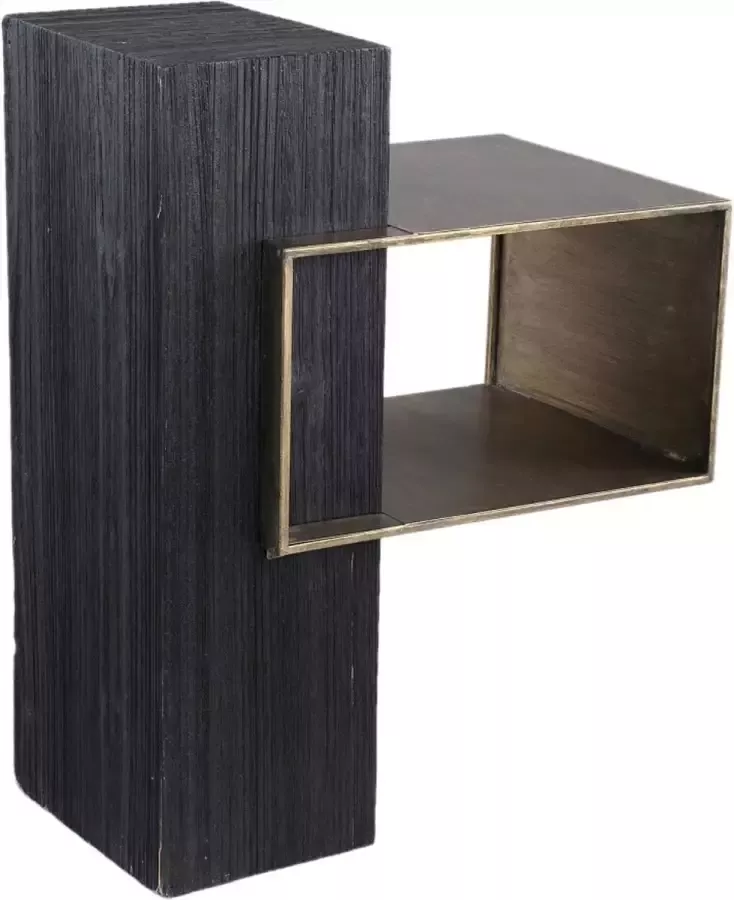 Ptmd Collection PTMD Athy Black metal firwood pilar sidetable rectangle
