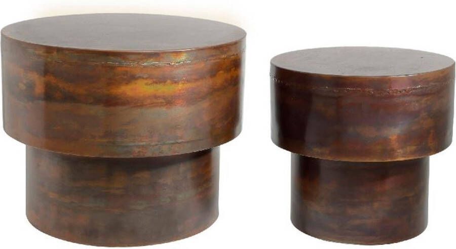 PTMD COLLECTION PTMD Bijzettafel Kys 57x57x44 cm Ijzer Koper Set van 2 - Foto 1
