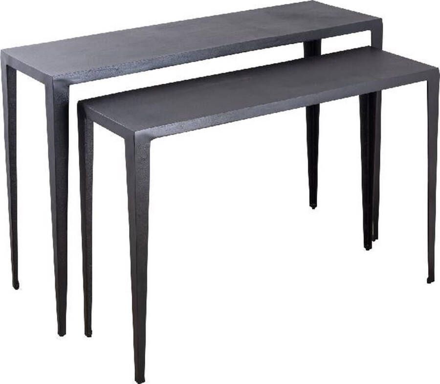 PTMD COLLECTION PTMD Bijzettafel Rivva 121x39x82 cm Aluminium Zwart Set van 2