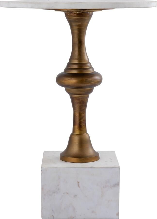 PTMD COLLECTION PTMD Alano White Marble side table w alu gold table leg