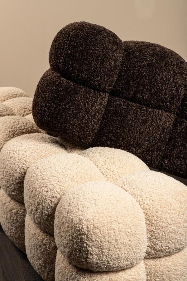 PTMD COLLECTION PTMD Bankje Teddy 160x45x43 cm Textiel Bruin