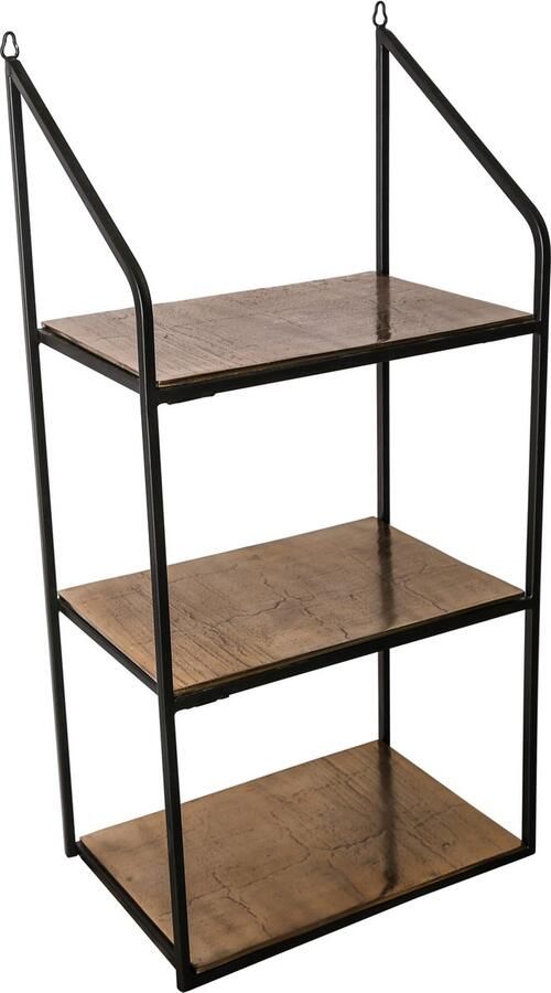 PTMD COLLECTION PTMD Beau wandrek 77 cm Zwart Goud Metaal Hout Wandschap Wandplanken - Foto 2