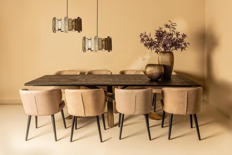 PTMD COLLECTION PTMD Eetkamerstoel Fiori 64x56x81 cm Leer Antraciet