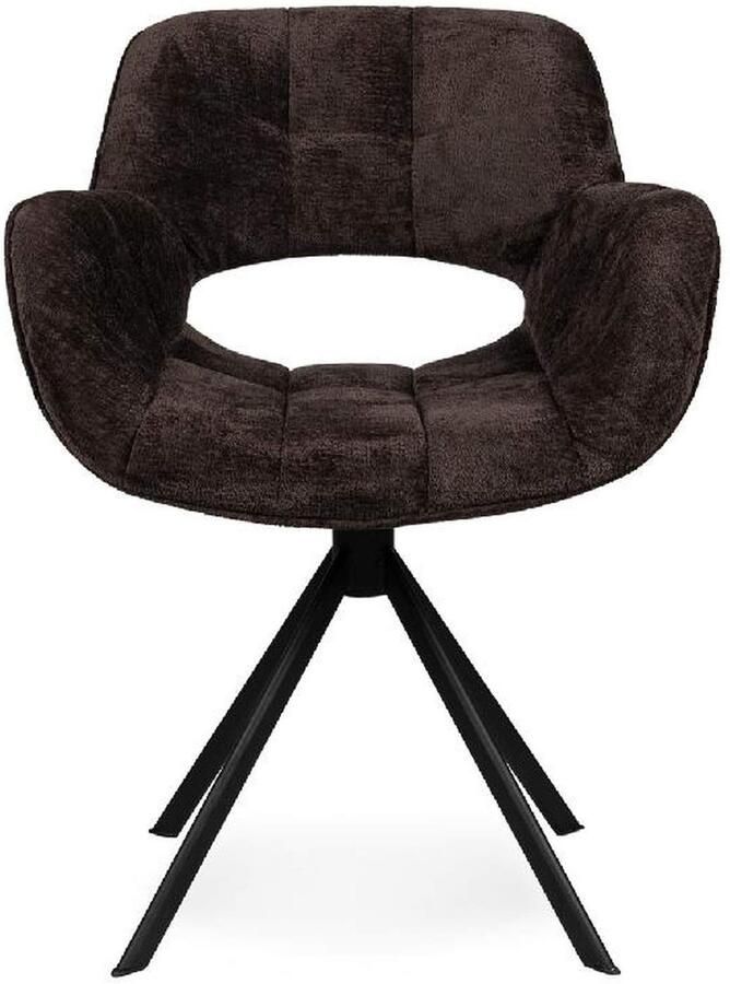PTMD COLLECTION PTMD Link Dining Chair Dark Brown Fabric With Metal Legs