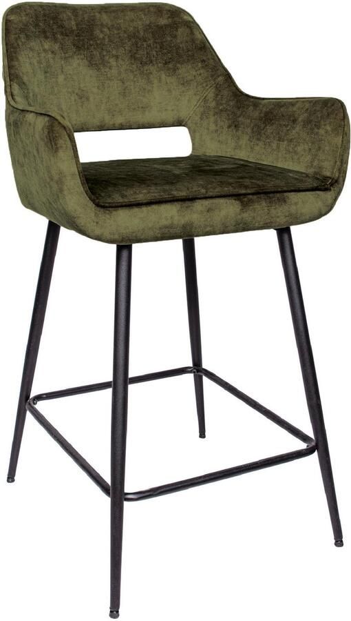 PTMD COLLECTION PTMD Fal Low Velvet Barkrukken 60 x 54 x 95 cm Metaal Fluweel Groen Set van 2 - Foto 2