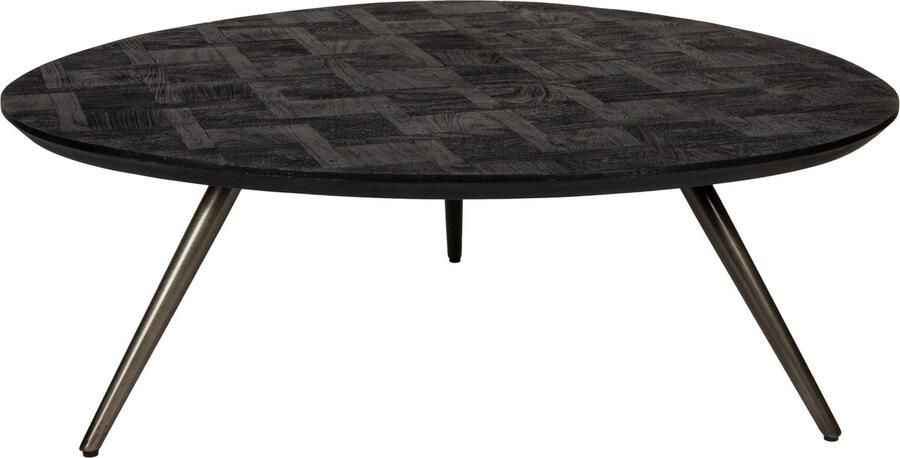 PTMD COLLECTION PTMD Fieron Black wooden coffee table organic round