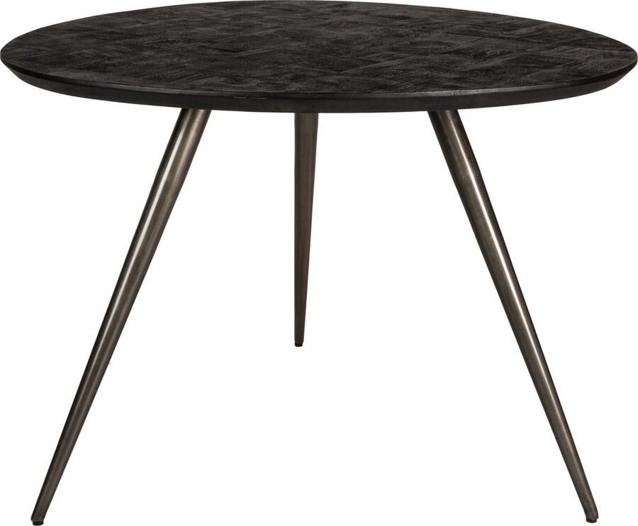 PTMD COLLECTION PTMD Fieron Black wooden dining table organic round