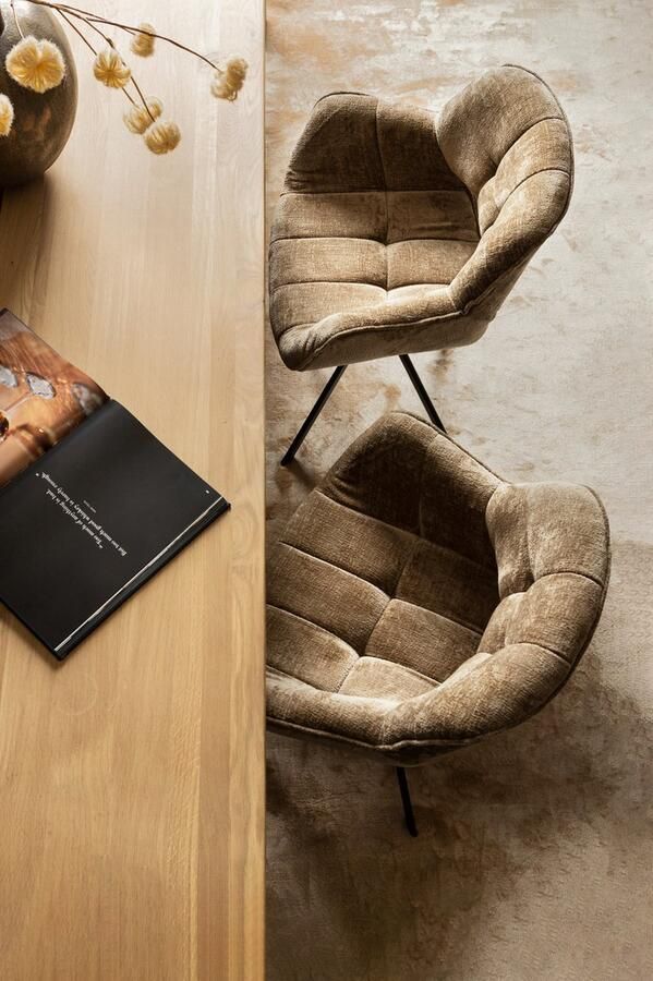 PTMD COLLECTION PTMD Link Dining Chair Dark Brown Fabric With Metal Legs - Foto 2