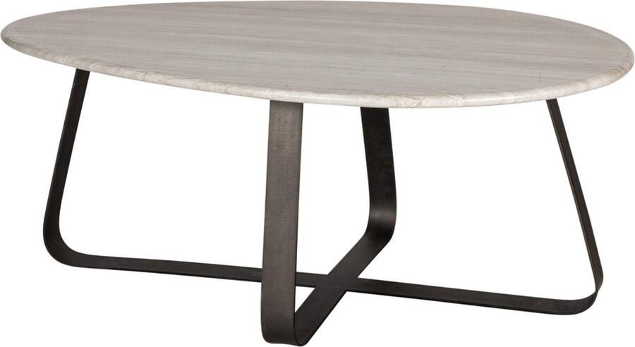 PTMD COLLECTION PTMD Muka coffeetable high dark grey base white marble