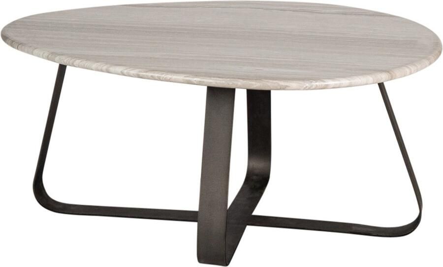 PTMD COLLECTION PTMD Muka coffeetable low dark grey base white marble