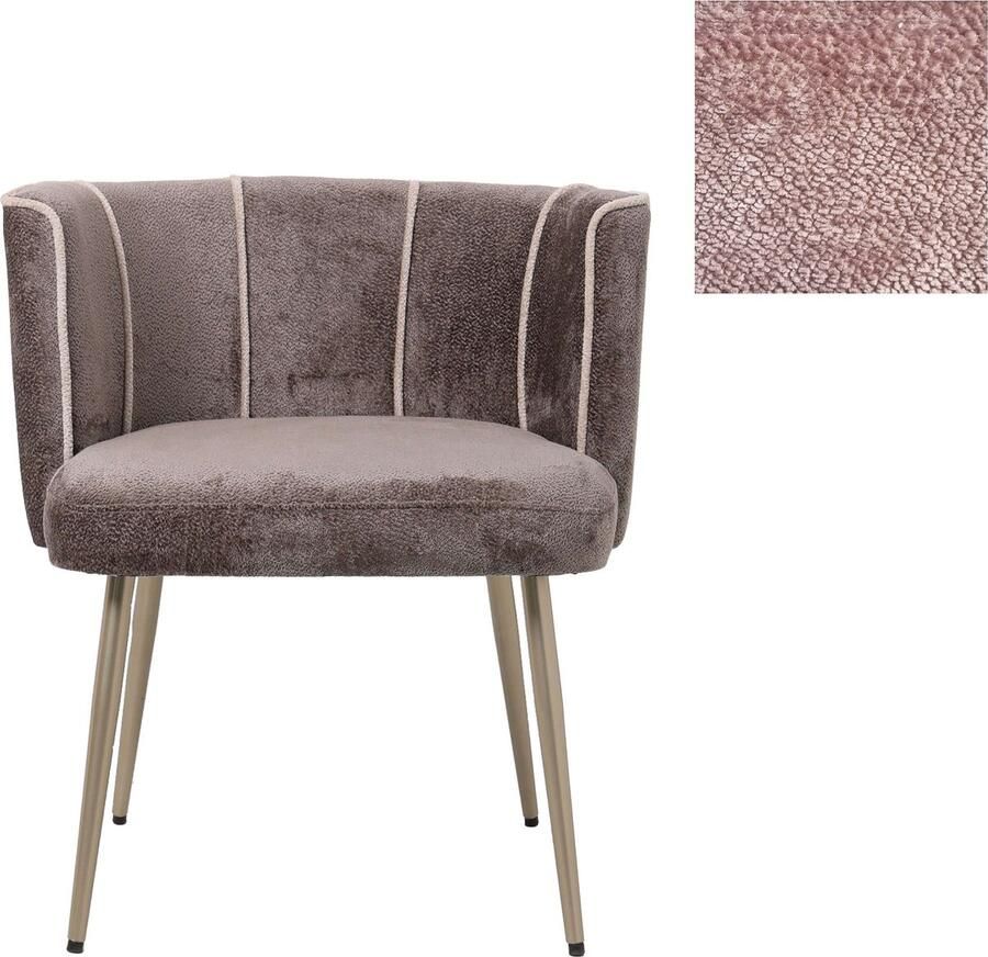 PTMD COLLECTION PTMD Eetkamerstoel Nell 59x66x75 cm Textiel Roze - Foto 2