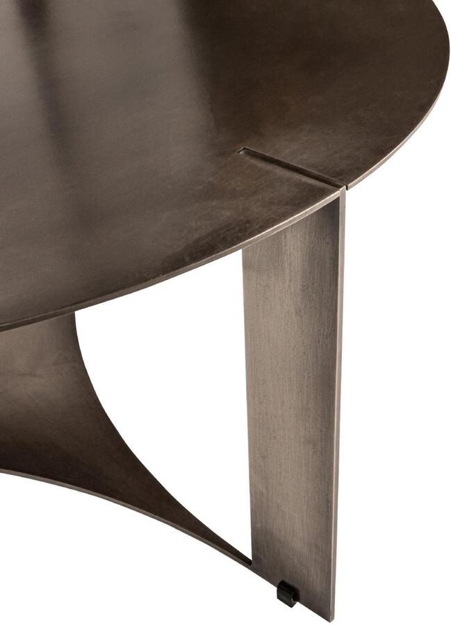 PTMD COLLECTION PTMD Ferrum Grey oldnickle metal coffeetable round 80 cm