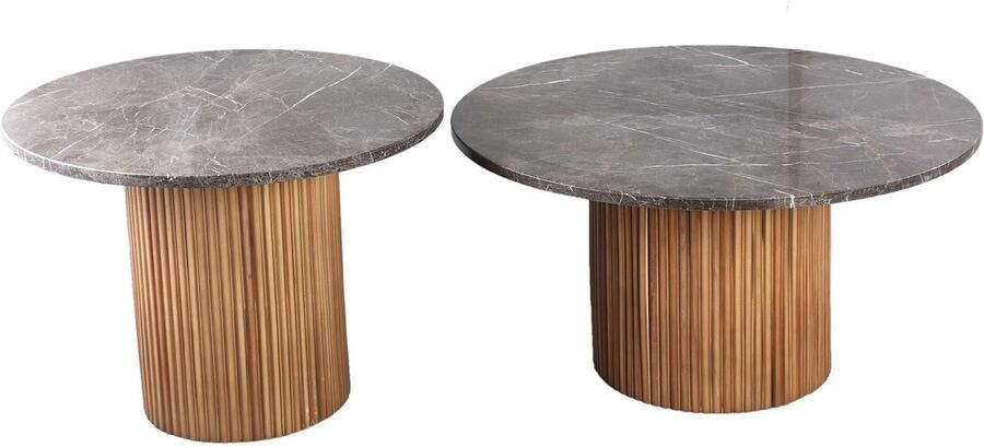 PTMD COLLECTION PTMD Salontafel Lava 75x75x40 cm Steen Naturel Set van 2