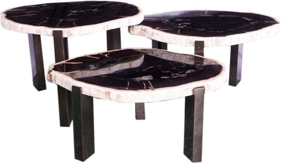 PTMD COLLECTION PTMD Salontafel Rudi 50x60x43 cm Hout Grijs Set van 3