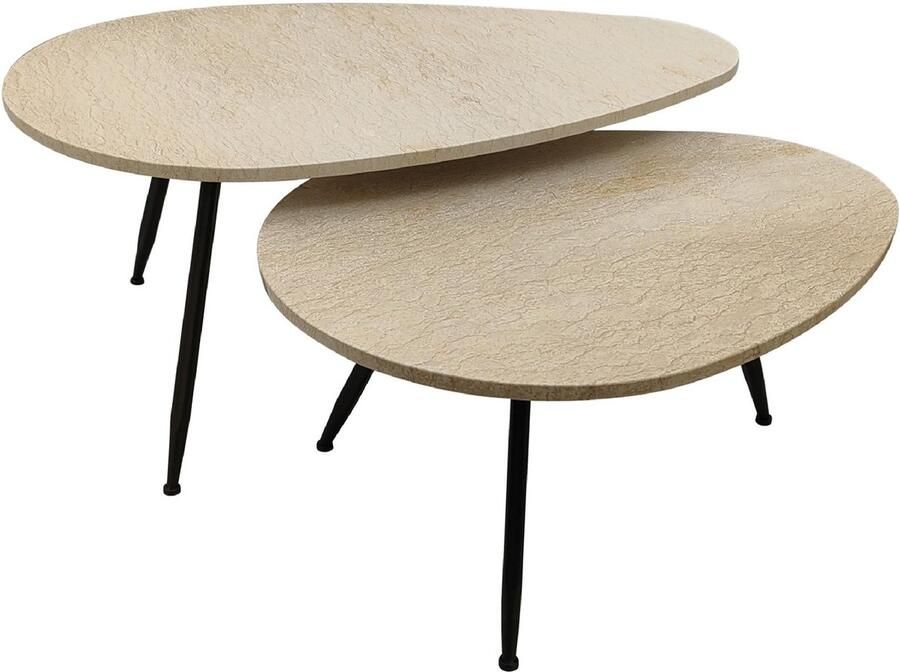 PTMD COLLECTION PTMD Salontafel Veria 50x60x43 cm Marmer Beige Set van 2