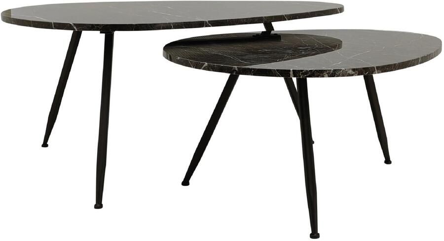 PTMD COLLECTION PTMD Salontafel Veria 50x60x43 cm Marmer Bruin Set van 2