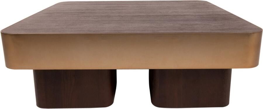 PTMD COLLECTION PTMD Warren Coffee Table 90x90x31 brown wood gold metal
