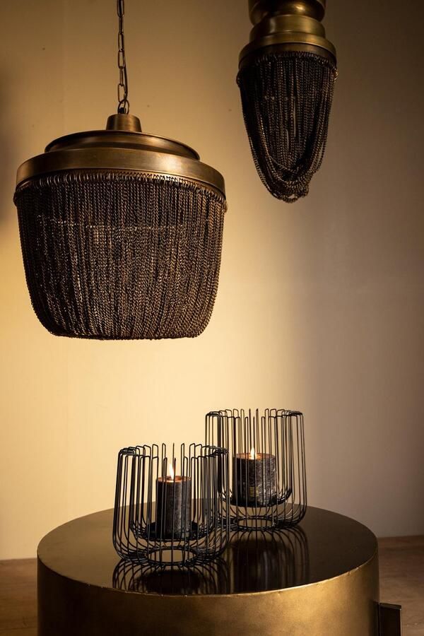 PTMD COLLECTION PTMD Zelivo Gold Iron Hanging Lamp Deco Chains Round S