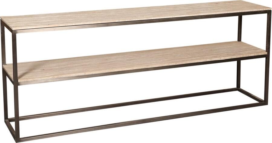 PTMD COLLECTION PTMD Bijzettafel Zoah 200x45x80 cm Travertijn Zwart