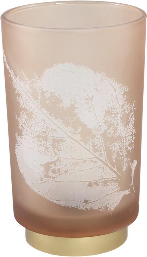 PTMD COLLECTION Tafel Led lamp PTMD Pinny Windlicht 10 x 10 x 15 cm Glas Bruin (2 x AAA batterij niet inbegrepen)