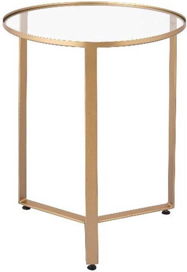 Ptmd Collection PTMD Dyrk Gold iron minimal sidetable glass top round - Foto 1