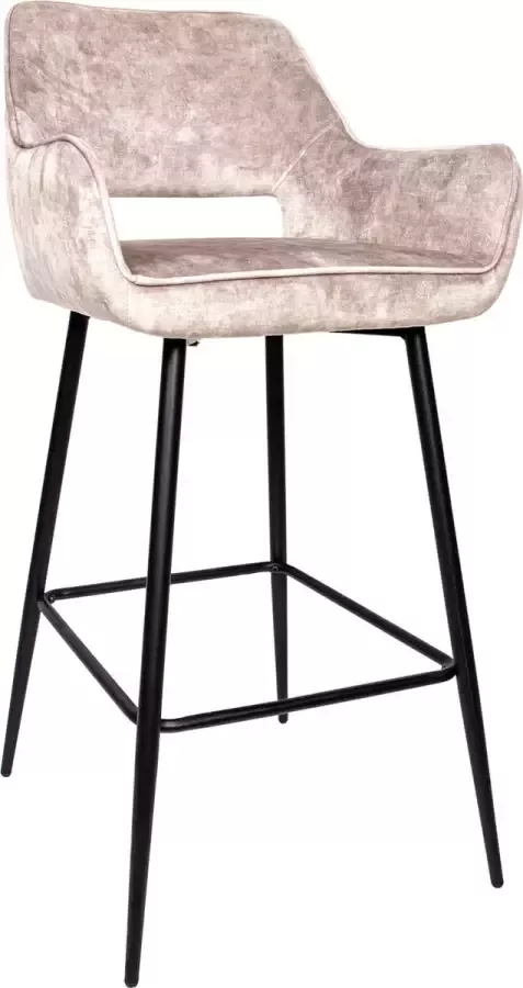 PTMD COLLECTION PTMD Fallon Velvet Khaki bar stool black metal leg KD - Foto 2