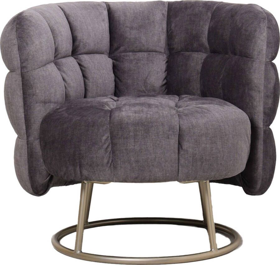Ptmd Collection PTMD Fluffy Grey fauteuil vogue 16 graphite gold base
