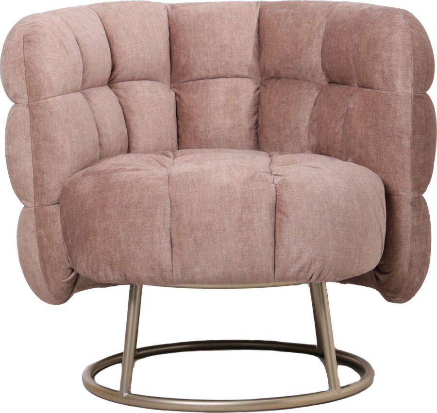 Ptmd Collection PTMD Fluffy Pink fauteuil vogue 3 antelope gold base - Foto 1