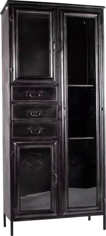 Ptmd Collection PTMD Gijs Black metal cabinet glass doors - Foto 1