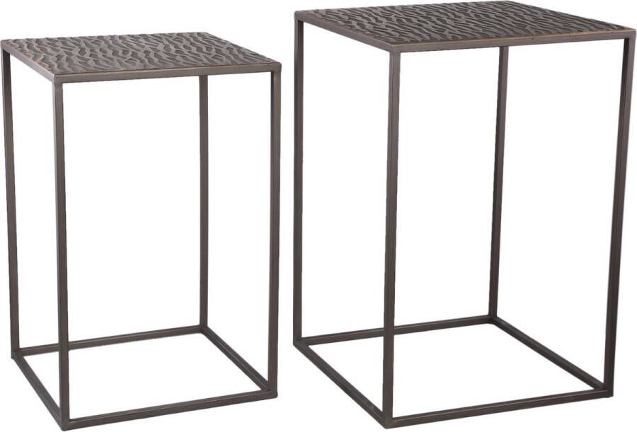 PTMD COLLECTION PTMD Hailee Gold square iron side table SV2