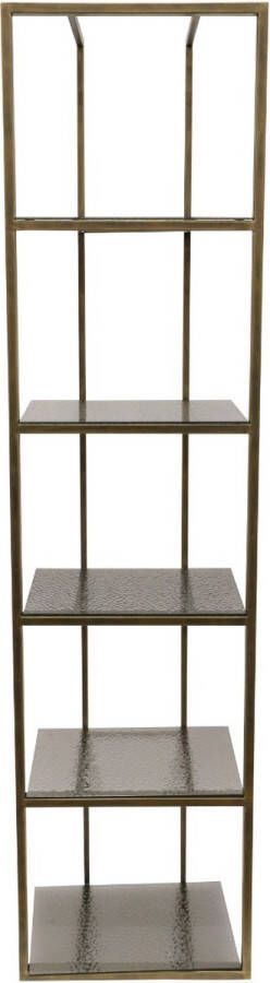 Ptmd Collection PTMD Ilya Gold metal cabinet smoky glass shelves