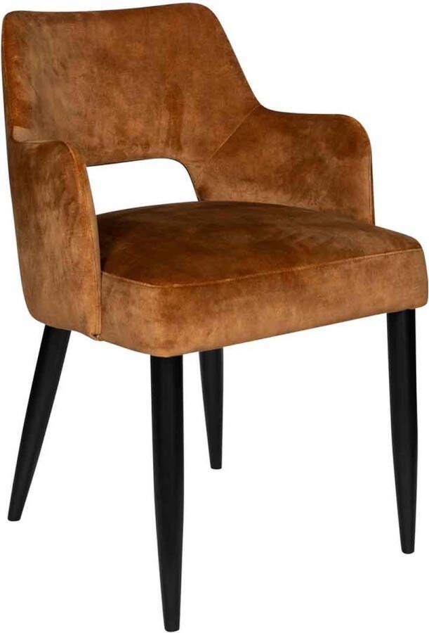 PTMD COLLECTION PTMD Jip Velvet Eetkamerstoel 55 x 62 x79 cm Fluweel Hout Bruin