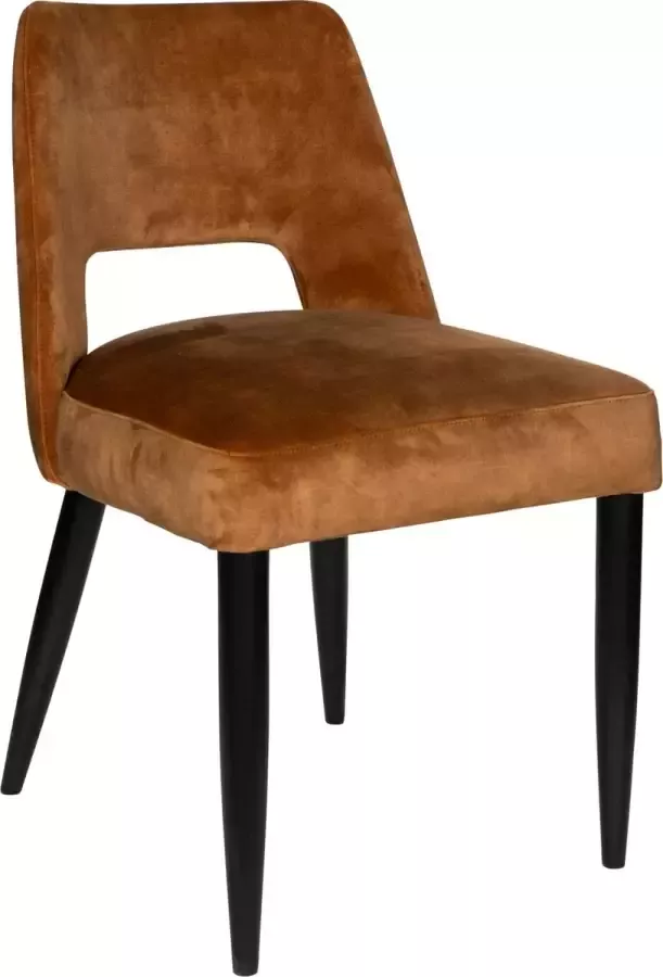 Ptmd Collection PTMD Jip velvet stoel zonder armleuning bruin - Foto 1
