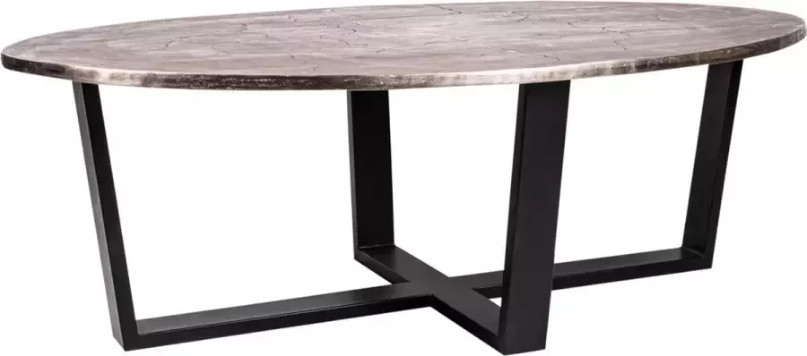 PTMD COLLECTION PTMD Juup silver iron oval coffeetable black frame - Foto 2