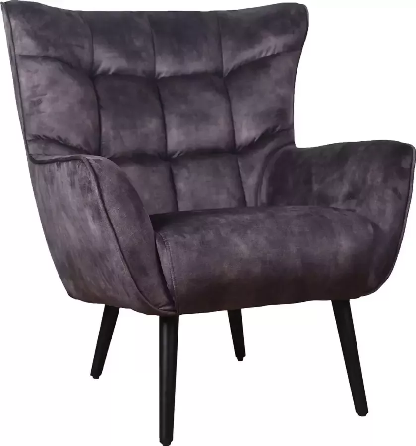 PTMD COLLECTION PTMD Kian Velvet Washed fauteuil grey brown velvet - Foto 1