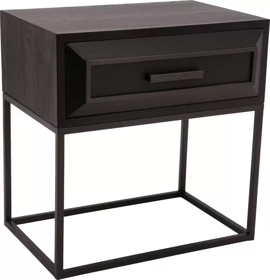 Ptmd Collection PTMD Lixly Black wood iron frame bedside cabinet - Foto 1