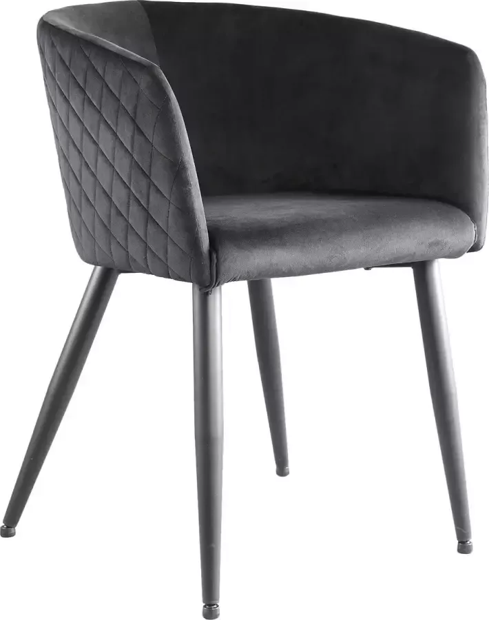 Ptmd Collection PTMD Mace Velvet Black chair half round metal legs KD - Foto 1
