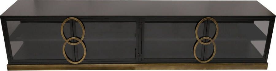 Ptmd Collection PTMD Riho Black metal cabinet low smoky glass doors - Foto 1