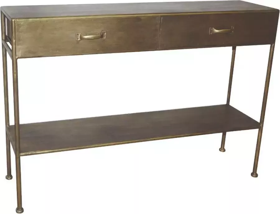 PTMD COLLECTION PTMD Sidetable Simple Metal Gold Open 2 Drawers