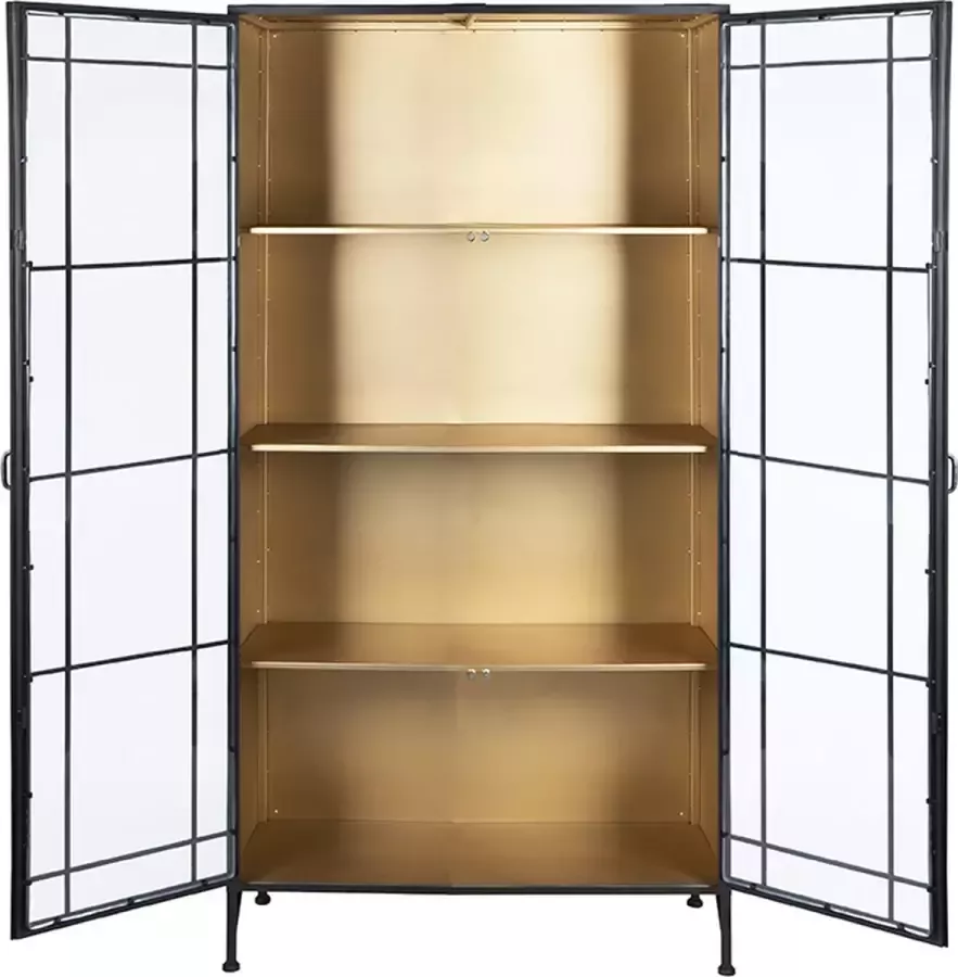 Ptmd Collection PTMD Sofie Metal Black cabinet golden inside glass door - Foto 1