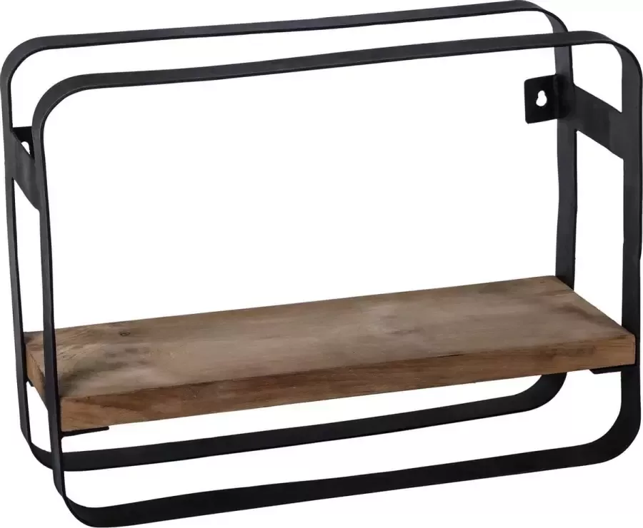 PTMD COLLECTION PTMD Tevis wandrek hout metaal wandplank 40 x 15 x 30 cm Zwart Bruin