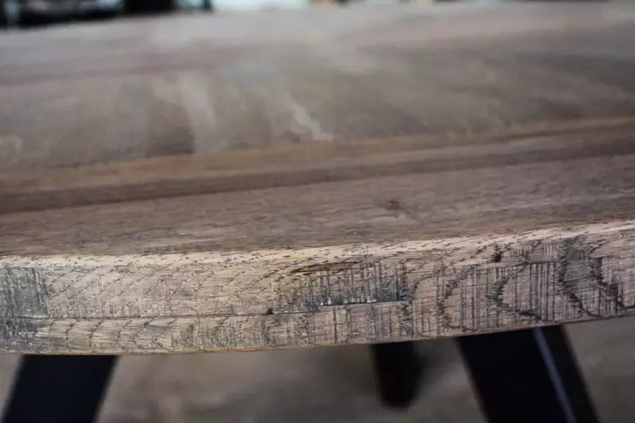 PTMD Eiken houten tafel laag rond grijs