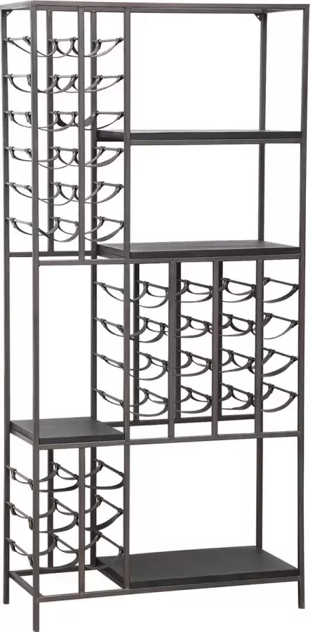 PTMD COLLECTION PTMD Billy Black metal wood open winecabinet